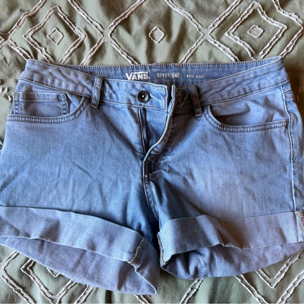 Vans Light Blue Rolled Hem Boyfriend Jean Shorts